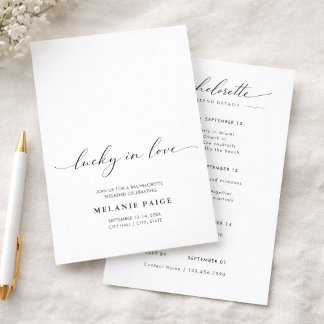 Minimalist Lucky In Love Bachelorette Weekend Inbjudningar