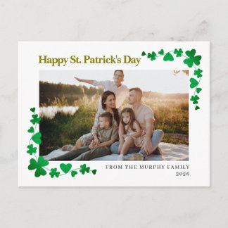 Minimalist lucky shamrock st. Patrick's Day photo Helg Vykort