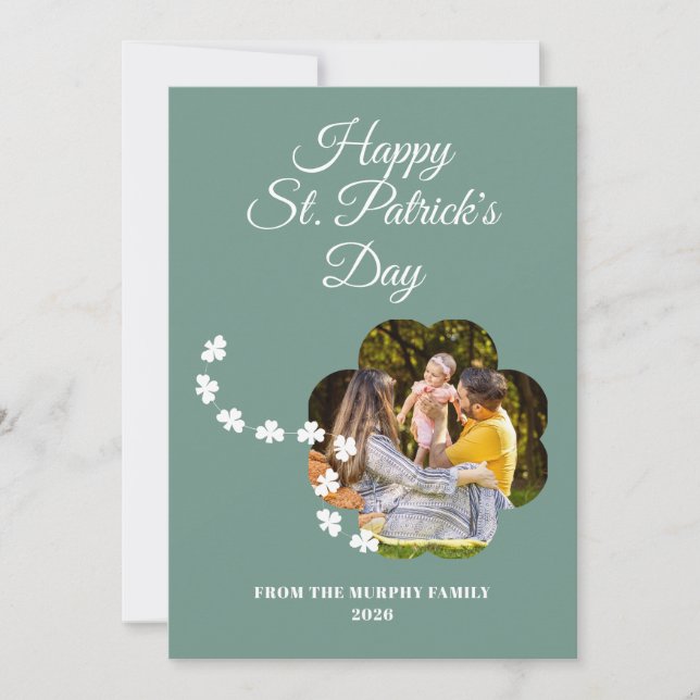 Minimalist lucky shamrock st. Patrick's Day Photo Julkort (Framsida)