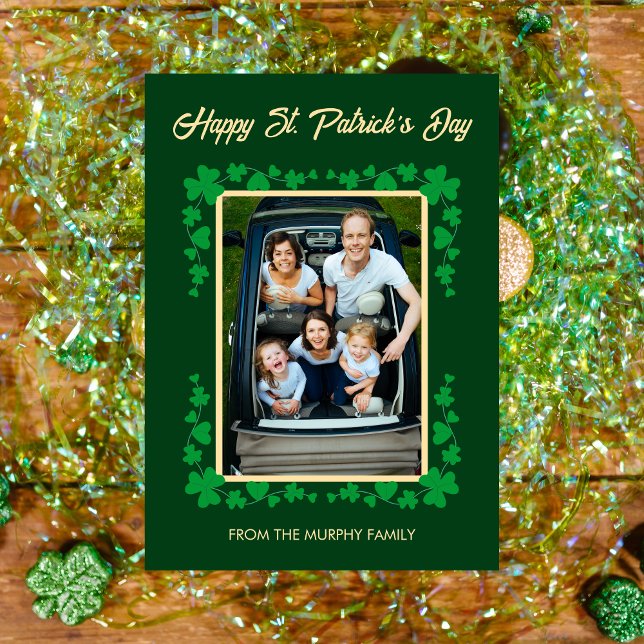 Minimalist lucky shamrock st. Patrick's Day Photo Julkort (Skapare uppladdad)