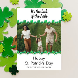 Minimalist lucky shamrock st. Patrick's Day Photo Julkort