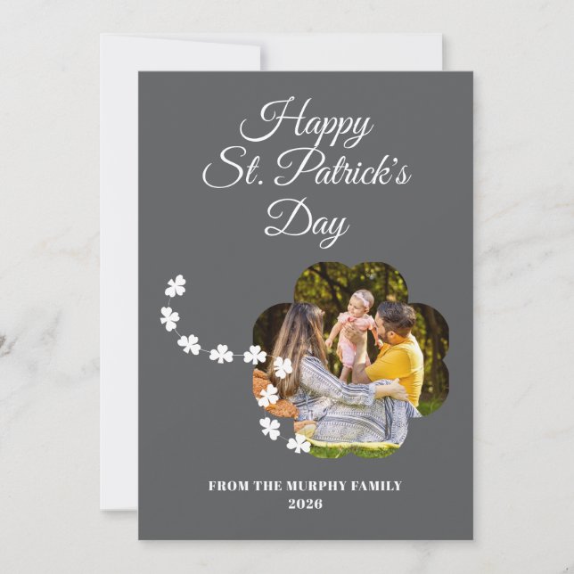 Minimalist lucky shamrock st. Patrick's Day Photo Julkort (Framsida)