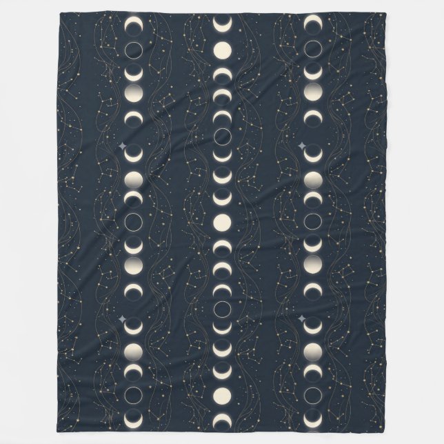Minimalist Lunar Phases Pattern with Stars and Nig Fleecefilt (Framsidan)