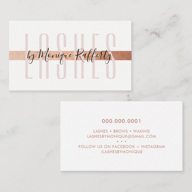 MINIMALIST LUXE snyggt faux ro guld foils rosa Visitkort (Fram/baksida)