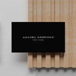 Minimalist Luxury Boutique Black Visitkort<br><div class="desc">En elegant och förfinad design höjer ditt namn eller ditt företag namn genom minimal och modern formatering. Den svarta bakgrunden i ge känns utmärkt för den här klassiska designmallen för affärskort. © 1201AM-KREATIV</div>