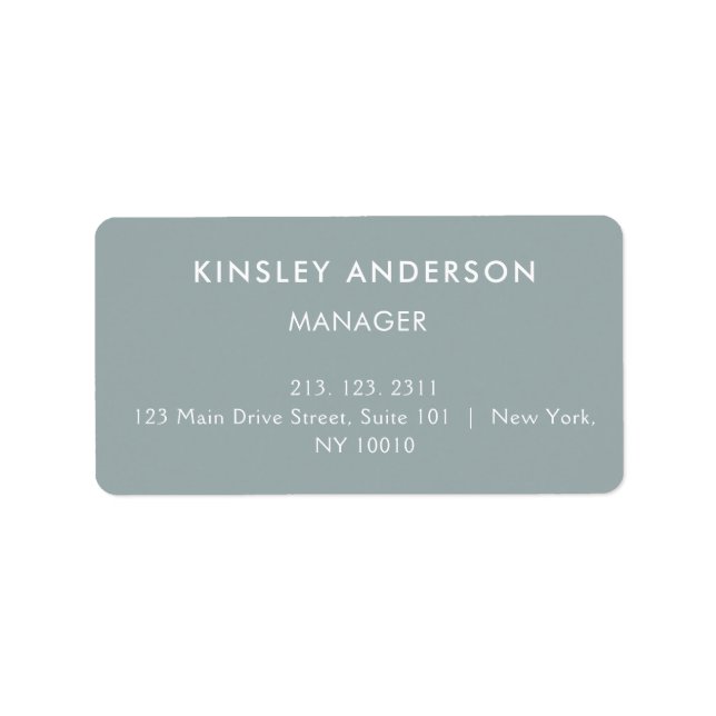 Minimalist Luxury Boutique Dusty Blue Adressetikett (Framsidan)