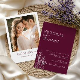 Minimalist Luxury Burgundy Wedding Inbjudningar