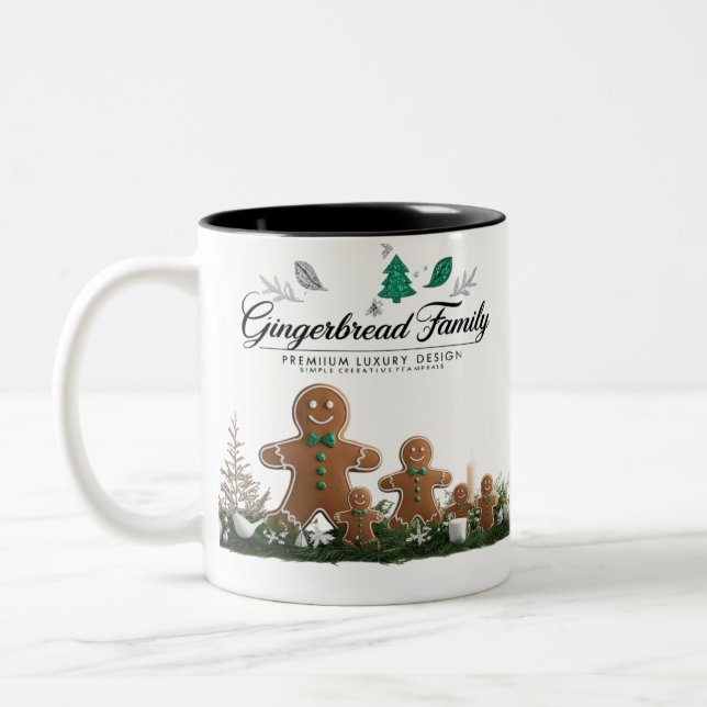 Minimalist Luxury Gingerbread Family Christmas  Två-Tonad Mugg (Vänster)