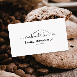 Minimalist Made with Love Typography Bakery Visitkort
