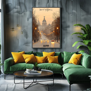 Minimalist Madrid Skyline Poster - Spansk konst