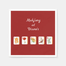 Minimalist Mahjong Flower Tiles Paper Napkin Pappersservett