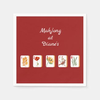 Minimalist Mahjong Flower Tiles Paper Napkin Pappersservett