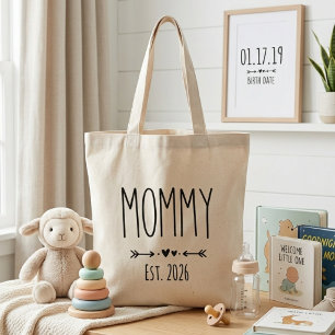 Minimalist Mamma Års Hög Bokstavsdesign Tygkasse