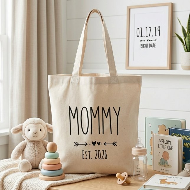 Minimalist Mamma Års Hög Bokstavsdesign Tygkasse (Skapare uppladdad)