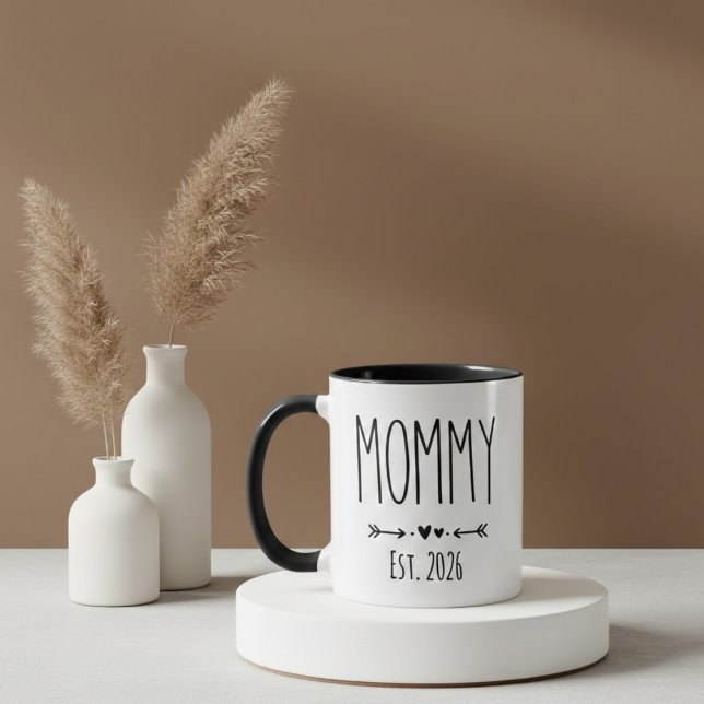 Minimalist Mamma Års Script Design Mugg (Skapare uppladdad)