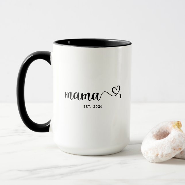 Minimalist Mamma Swash Hjärtmanus Foto Mugg (Med munk)