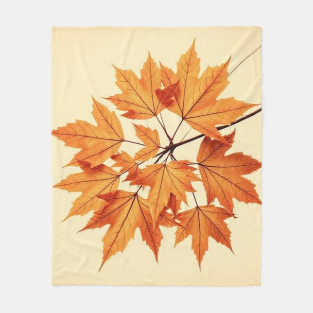 Minimalist Maple Leaves Art – Botanical Print Fleecefilt (Framsidan)