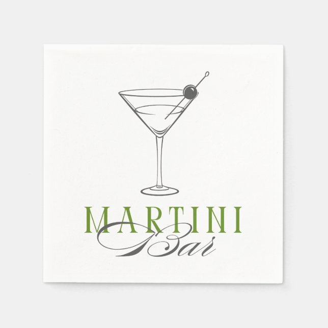 Minimalist Martini Bar Cocktail Napkin Pappersservett (Framsidan)
