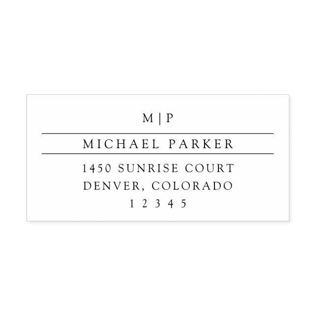 Minimalist Masculine | Initialer och Returadress Självfärgande Stämpel (Design)