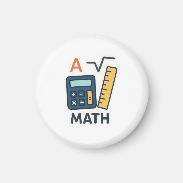 Minimalist Math Subjekt - Calculator, Ruler Magnet (Framsidan)