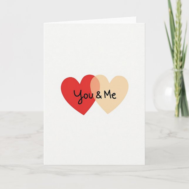 Minimalist Matte You And Me Hearts Card Kort (Framsida)