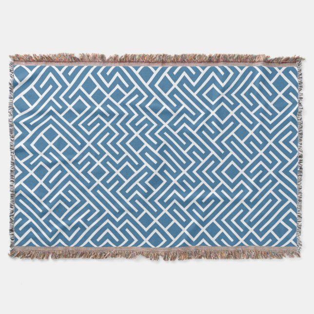 Minimalist Maze Fill Blue Pattern Filt (Framsidan)