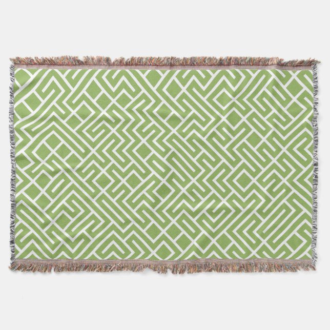 Minimalist Maze Fill Green Pattern Filt (Framsidan)