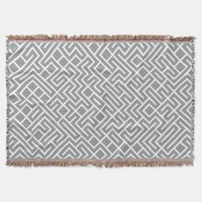 Minimalist Maze Fill Grey Pattern Filt (Framsidan)