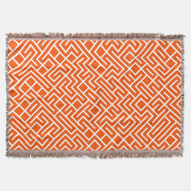 Minimalist Maze Fill Orange Pattern Filt (Framsidan)