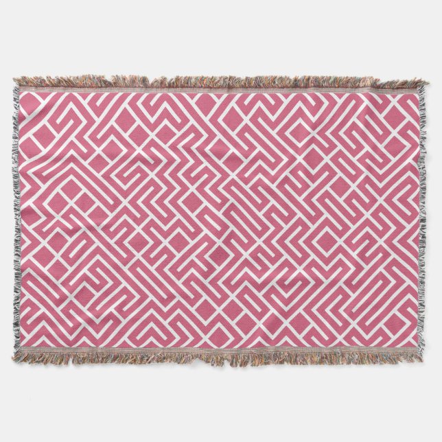 Minimalist Maze Fill Pink Pattern Filt (Framsidan)