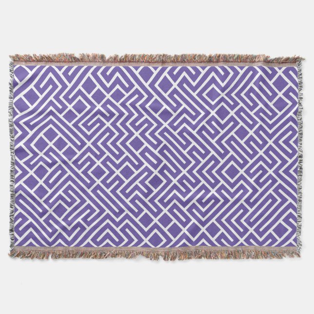 Minimalist Maze Fill Purple Pattern Filt (Framsidan)