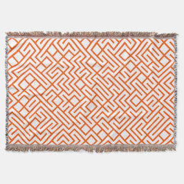 Minimalist Maze Lines Orange Pattern Filt