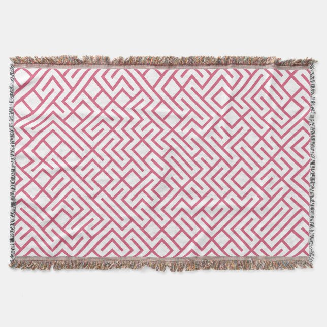 Minimalist Maze Lines Pink Pattern Filt (Framsidan)