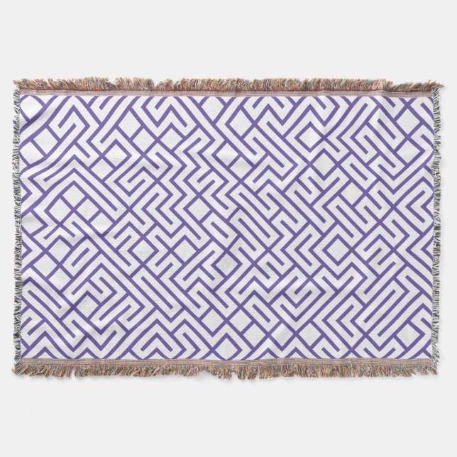 Minimalist Maze Lines Purple Pattern Filt (Framsidan)
