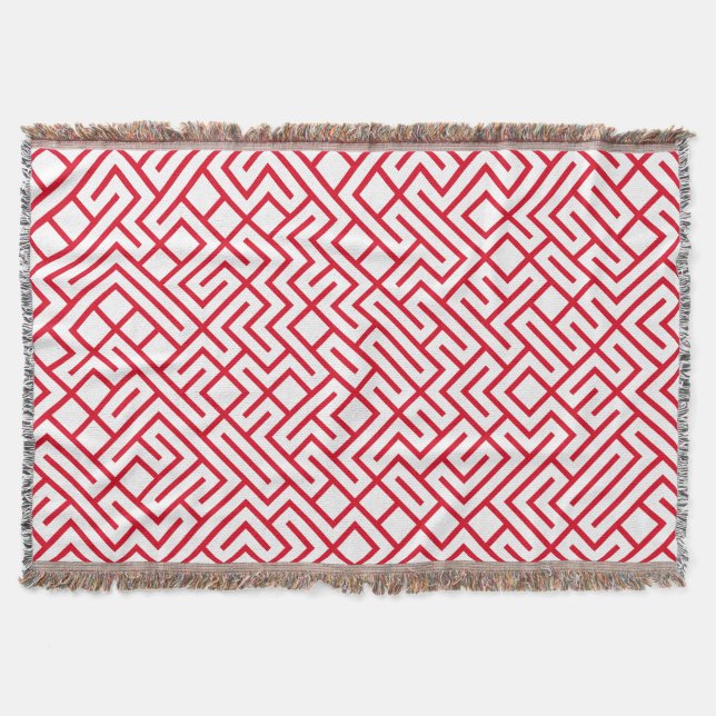 Minimalist Maze Lines Red Pattern Filt (Framsidan)