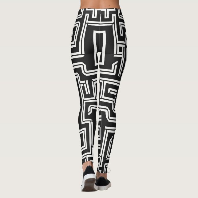 Minimalist Maze Monochrome Leggings (Baksida)