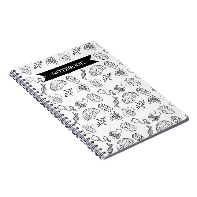 Minimalist Medical Doodles Pattern Spiral Notebook Anteckningsbok (Högra Sidan)