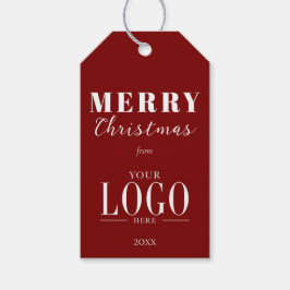 Minimalist Merry Christmas Red White Company Logo Presentetikett