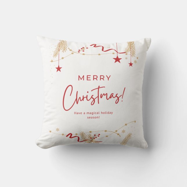 Minimalist Merry Christmas Typography Throw Pillow Kudde (Framsida)