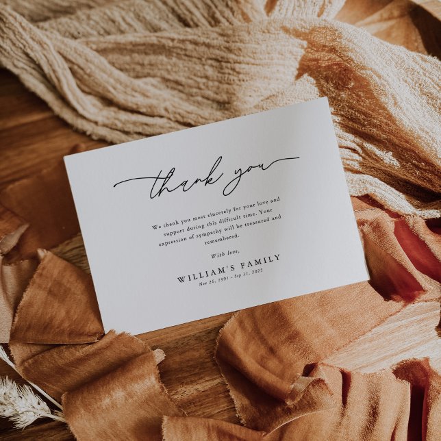 Minimalist Minimalist Funeral Sympathy Memorial Tack Kort (Skapare uppladdad)