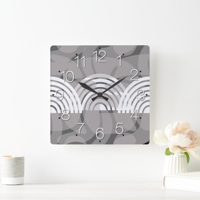 Minimalist Mixed Boho Arches Fyrkantig Klocka (Hem)