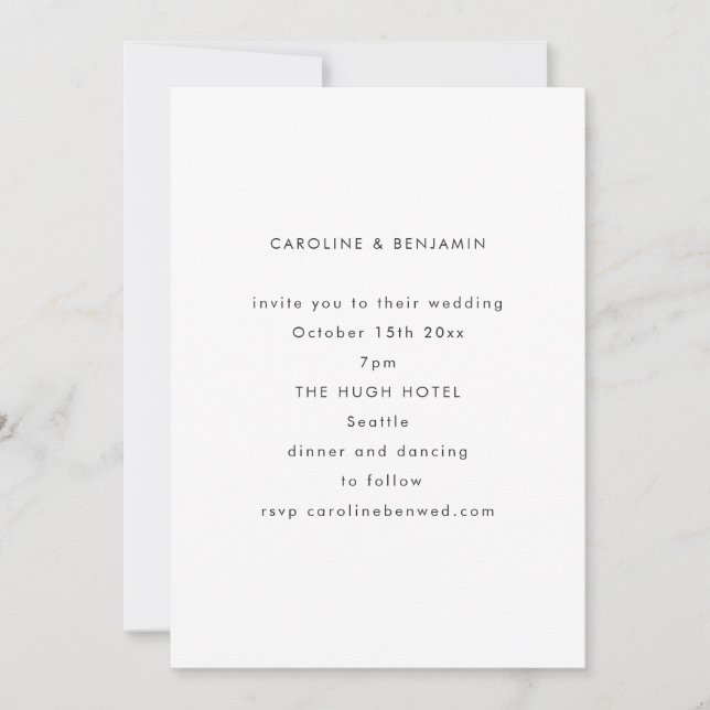 Minimalist Modern Autumn Black White Wedding Inbjudningar (Framsida)