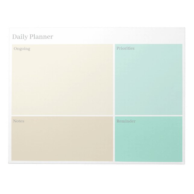 Minimalist, Modern Beige & Aqua Blue Daily Planner Anteckningsblock (Framsida)