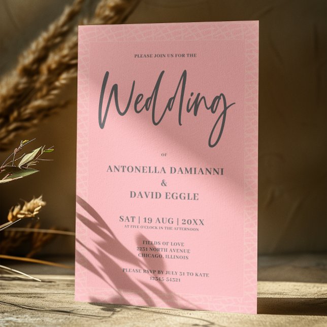 Minimalist Modern Blush Pink QR Code Wedding Inbjudningar (Skapare uppladdad)