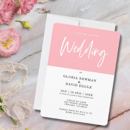 Minimalist Modern Blush Pink QR Code Wedding Inbjudningar
