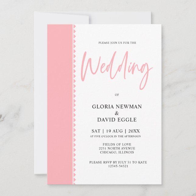 Minimalist Modern Blush Pink QR Code Wedding Inbjudningar (Framsida)