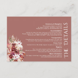 Minimalist Modern Burgundy QR Wedding Details Tilläggskort