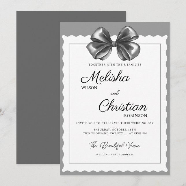 Minimalist Modern Calligraphy Wedding Invitation Inbjudningar (Fram/baksida)