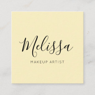 Minimalist modern Calligraphypastellgult Fyrkantigt Visitkort