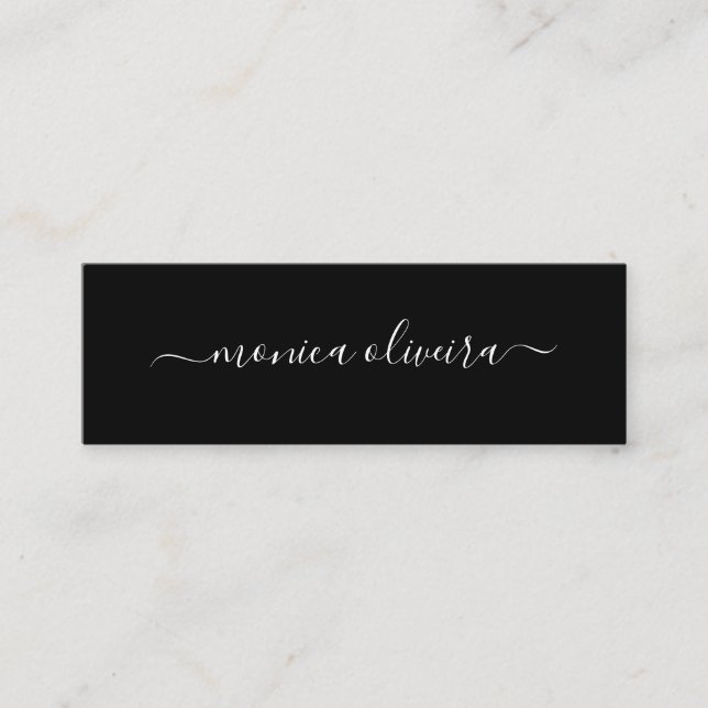 Minimalist modern Calligraphysvart Mini Visitkort (Framsida)